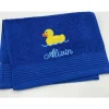 Gästehandtuch ( 30 x 50 cm ) + Ente / Entchen Motiv (#Nr.01) + Name / Kinderhandtuch
