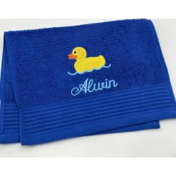 Gästehandtuch ( 30 x 50 cm ) + Ente / Entchen Motiv (#Nr.01) + Name / Kinderhandtuch