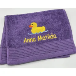 Gästehandtuch ( 30 x 50 cm ) + Ente / Entchen Motiv (#Nr.01) + Name / Kinderhandtuch