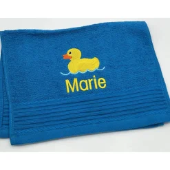 Gästehandtuch ( 30 x 50 cm ) + Ente / Entchen Motiv (#Nr.01) + Name / Kinderhandtuch