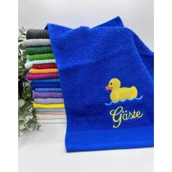 Gästehandtuch ( 30 x 50 cm ) + Ente / Entchen Motiv (#Nr.01) + Name / Kinderhandtuch