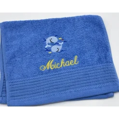 Gästehandtuch ( 30 x 50 cm ) + Fische Motiv ( Nr. 21 ) + Name / Kinderhandtuch