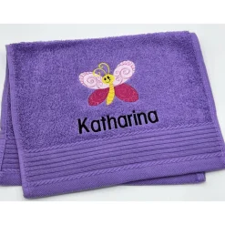 Gästehandtuch ( 30 x 50 cm ) + Motiv Schmetterling (#Nr. 100 ) + Name / Kinderhandtuch