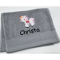 Gästehandtuch ( 30 x 50 cm ) + Motiv Einhorn ( #Nr. 119 ) + Name / Kinderhandtuch
