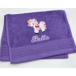 Gästehandtuch ( 30 x 50 cm ) + Motiv Einhorn ( #Nr. 119 ) + Name / Kinderhandtuch