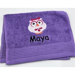 Gästehandtuch ( 30 x 50 cm ) + Motiv Eule / Mädel ( #Nr. 89 ) + Name / Kinderhandtuch