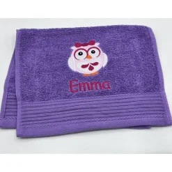 Gästehandtuch ( 30 x 50 cm ) + Motiv Eule / Mädel ( #Nr. 89 ) + Name / Kinderhandtuch