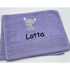 Gästehandtuch ( 30 x 50 cm ) + Motiv Maus ( #Nr. 114 ) + Name / Kinderhandtuch