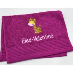 Gästehandtuch ( 30 x 50 cm ) + Motiv Giraffe (#Nr. 116 ) + Name / Kinderhandtuch