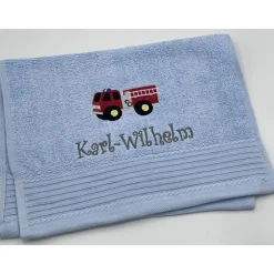 Gästehandtuch ( 30 x 50 cm ) + Motiv Feuerwehr (#Nr. 58) + Name / Kinderhandtuch