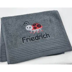Gästehandtuch ( 30 x 50 cm ) + Motiv Marienkäfer ( #Nr. 98 ) + Name / Kinderhandtuch