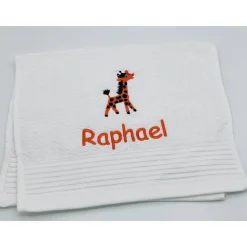Gästehandtuch ( 30 x 50 cm ) + Motiv Giraffe (#Nr. 15 ) + Name / Kinderhandtuch