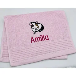 Gästehandtuch ( 30 x 50 cm ) + Motiv Meerschweinchen (#Nr. 77 ) + Name / Kinderhandtuch