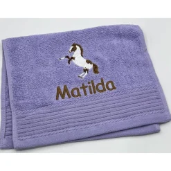 Gästehandtuch ( 30 x 50 cm ) + Pony Motiv (#Nr.54) + Name / Kinderhandtuch