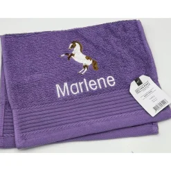 Gästehandtuch ( 30 x 50 cm ) + Pony Motiv (#Nr.54) + Name / Kinderhandtuch