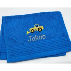 Gästehandtuch ( 30 x 50 cm ) + Radlader Motiv (#Nr. 51) + Name / Kinderhandtuch