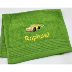 Gästehandtuch ( 30 x 50 cm ) + Rennauto Motiv ( #Nr. 03 ) + Name / Kinderhandtuch