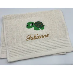 Gästehandtuch ( 30 x 50 cm ) + Schildkröte Motiv (#Nr. 70) + Name / Kinderhandtuch