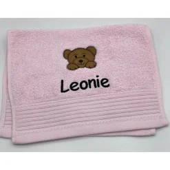 Gästehandtuch ( 30 x 50 cm ) + Teddykopf Motiv (#Nr.08) + Name / Kinderhandtuch