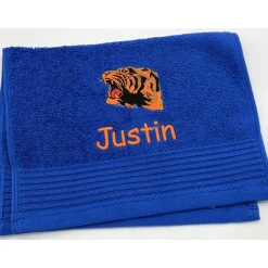 Gästehandtuch ( 30 x 50 cm ) + Tiger Motiv (#Nr. 23) + Name / Kinderhandtuch