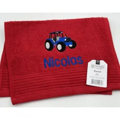 Gästehandtuch ( 30 x 50 cm ) + Traktor Motiv (#Nr. 95) + Name / Kinderhandtuch