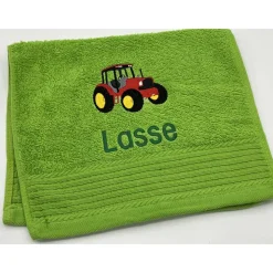Gästehandtuch ( 30 x 50 cm ) + Traktor Motiv Nr. 96 + Name / Kinderhandtuch