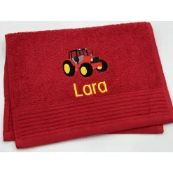 Gästehandtuch ( 30 x 50 cm ) + Traktor Motiv Nr. 96 + Name / Kinderhandtuch