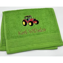 Gästehandtuch ( 30 x 50 cm ) + Traktor Motiv Nr. 96 + Name / Kinderhandtuch
