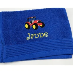 Gästehandtuch ( 30 x 50 cm ) + Traktor Motiv Nr. 96 + Name / Kinderhandtuch