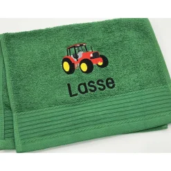 Gästehandtuch ( 30 x 50 cm ) + Traktor Motiv Nr. 96 + Name / Kinderhandtuch