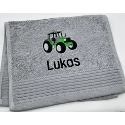Gästehandtuch ( 30 x 50 cm ) + Traktor Motiv Nr. 94 + Name / Kinderhandtuch