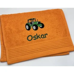 Gästehandtuch ( 30 x 50 cm ) + Traktor Motiv Nr. 94 + Name / Kinderhandtuch