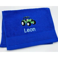 Gästehandtuch ( 30 x 50 cm ) + Traktor Motiv Nr. 94 + Name / Kinderhandtuch