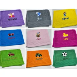 Gästehandtuch ( 30 x 50 cm ) mit Stickmotiv nach Wahl + Name / Kinder Handtuch
