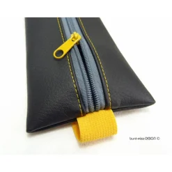 Gummibandmäppchen Kunstleder schwarz, A5 Kalender, A4 Ordner, gelb grau, handmade by BuntMixxDESIGN