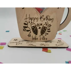 Gutschein Aufsteller aus Holz – Personalisiertes Geldgeschenk zum Geburtstag & Jubiläum