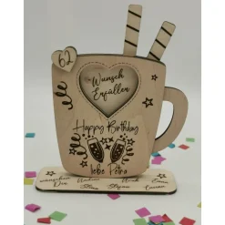 Gutschein Aufsteller aus Holz – Personalisiertes Geldgeschenk zum Geburtstag & Jubiläum