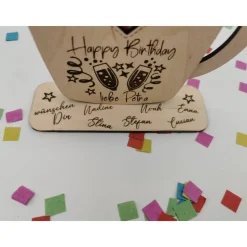 Gutschein Aufsteller aus Holz – Personalisiertes Geldgeschenk zum Geburtstag & Jubiläum