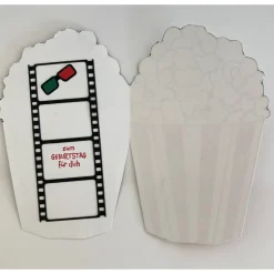 Gutschein für einen Kinoabend mit Popcorn, Gutscheinkarte Glückwunschkarte Grußkarte Gemeinsame Zeit