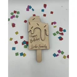 Gutschein Geschenke Halter aus Holz / Gutscheinkarte/Geldgeschenk / Eis