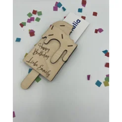 Gutschein Geschenke Halter aus Holz / Gutscheinkarte/Geldgeschenk / Eis