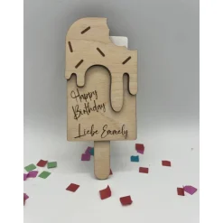 Gutschein Geschenke Halter aus Holz / Gutscheinkarte/Geldgeschenk / Eis