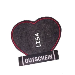 Gutscheinhalter Wunscherfüller / HERZ in Organzasäckchen / Geldgeschenk / Farbwahl personalisierbar Wollfilz