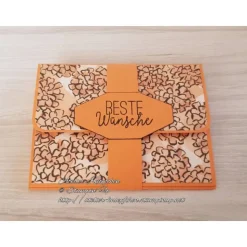 Gutscheinkarte: Beste Wünsche ~ schimmernde Blumen ~ 10,5 x 8 cm