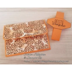 Gutscheinkarte: Beste Wünsche ~ schimmernde Blumen ~ 10,5 x 8 cm