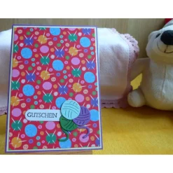 Gutscheinkarte Strickkurs,Wolle,Handarbeitsfreunde