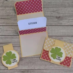 Gutscheinkarten Verpackungen mit Grußkartenfunktion zum Geburtstag, Geldgeschenk mit Glückwünschen Umschlag, Handarbeit