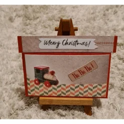 Gutscheinverpackung " Merry Christmas " kleiner Holzzug , HOHOHO!