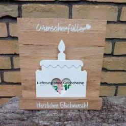 Gutscheinverpackung Geburtstagstorte aus Raysin für Geldgeschenke oder Gutscheine