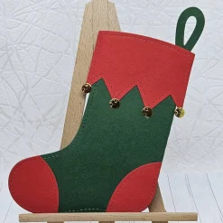 Gutscheinverpackung Weihnachtssocke Elfen-Design – handgefertigt aus 300 g/m² Fotokarton